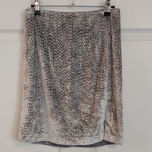 Beaded Silver Velvet Mini Skirt Sz. S
